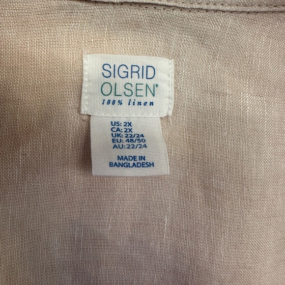 Sigrid Olsen 100% Linen Button Up Tunic Roll Tab Sleeve Cream Womens Sz 2XL Plus - Picture 4 of 7